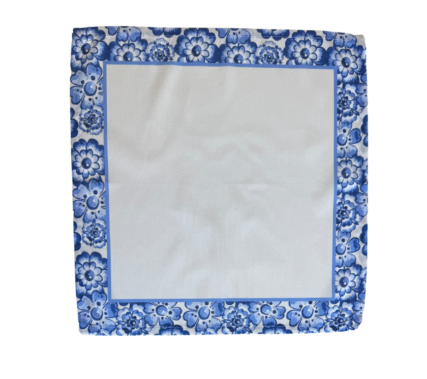 Servilleta de tela Borde Flores Azul