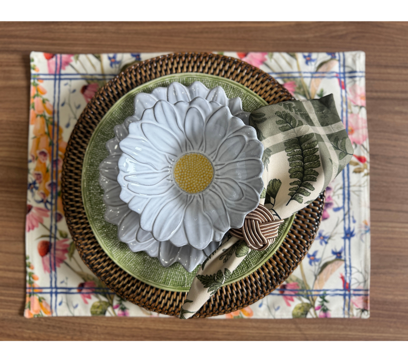 Individual reversible rectangular en tela Flores
