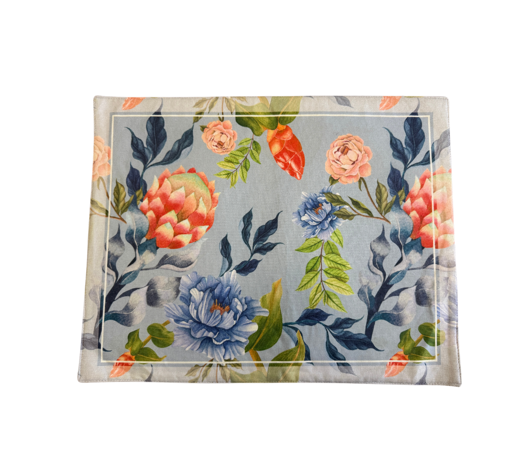 Individual rectangular en tela Rosas