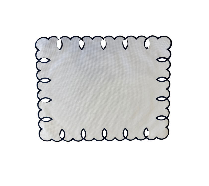 Individual rectangular en lona Tirabuzón Blanco/AzulM