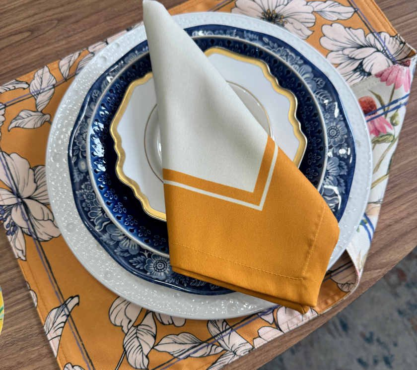 Individual reversible rectangular en tela Flores