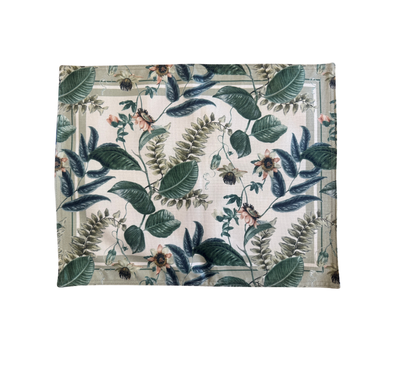 Individual reversible rectangular en tela Cadenas/Hojas