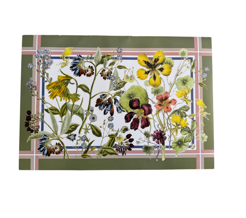 Block de Individuales de papel Jardín doble borde Verde