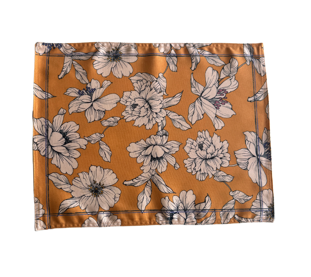 Individual reversible rectangular en tela Flores