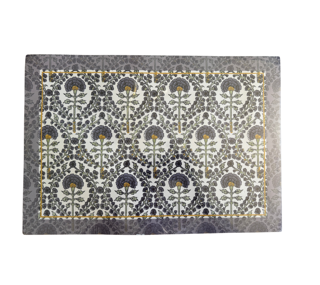 Block de Individuales de papel Ramo Flor Azul/Negro