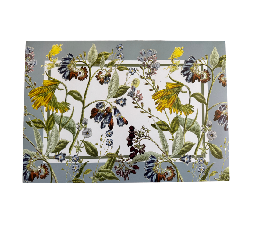 Block de Individuales de papel Jardín Borde AzulGris