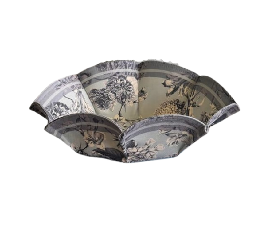 Panera en tela (grande) Flores Azul Borde AzulGris