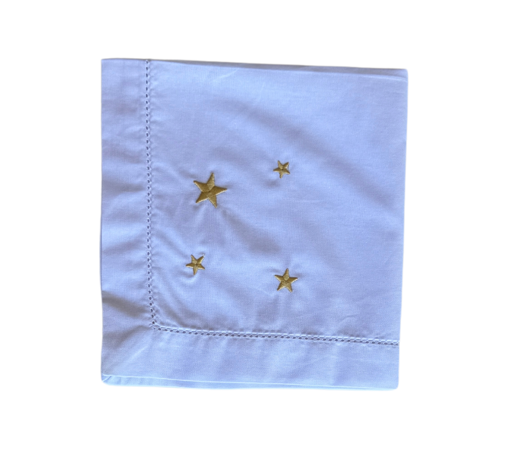 Servilleta de tela Estrellas Blanco/Dorado