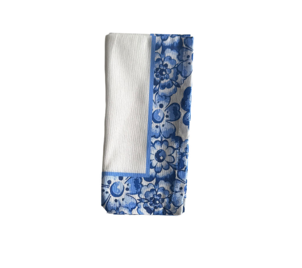 Servilleta de tela Borde Flores Azul