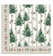 Mantel rectangular 10P en tela Navidad Pinos/Franjas Verde/Beige