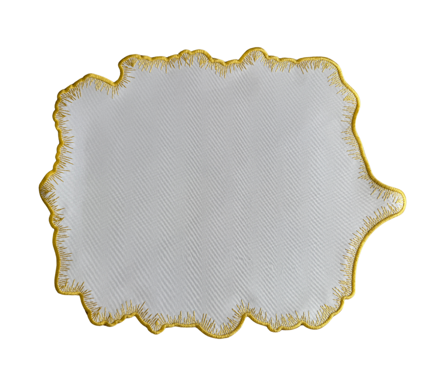 Individual rectangular en lona Irregular Blanco/Dorado