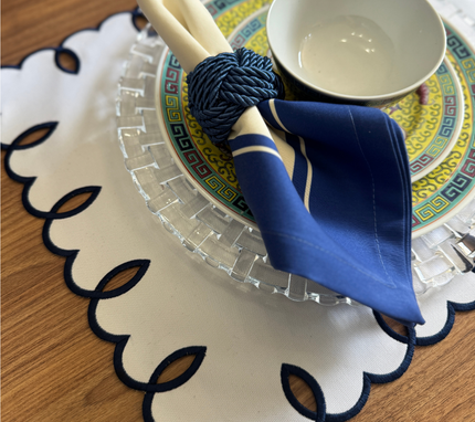 Servilleta de tela Franja Azul Rey