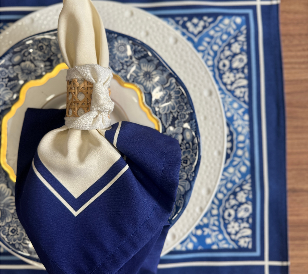 Individual reversible rectangular en tela Eslabones/Abstracto