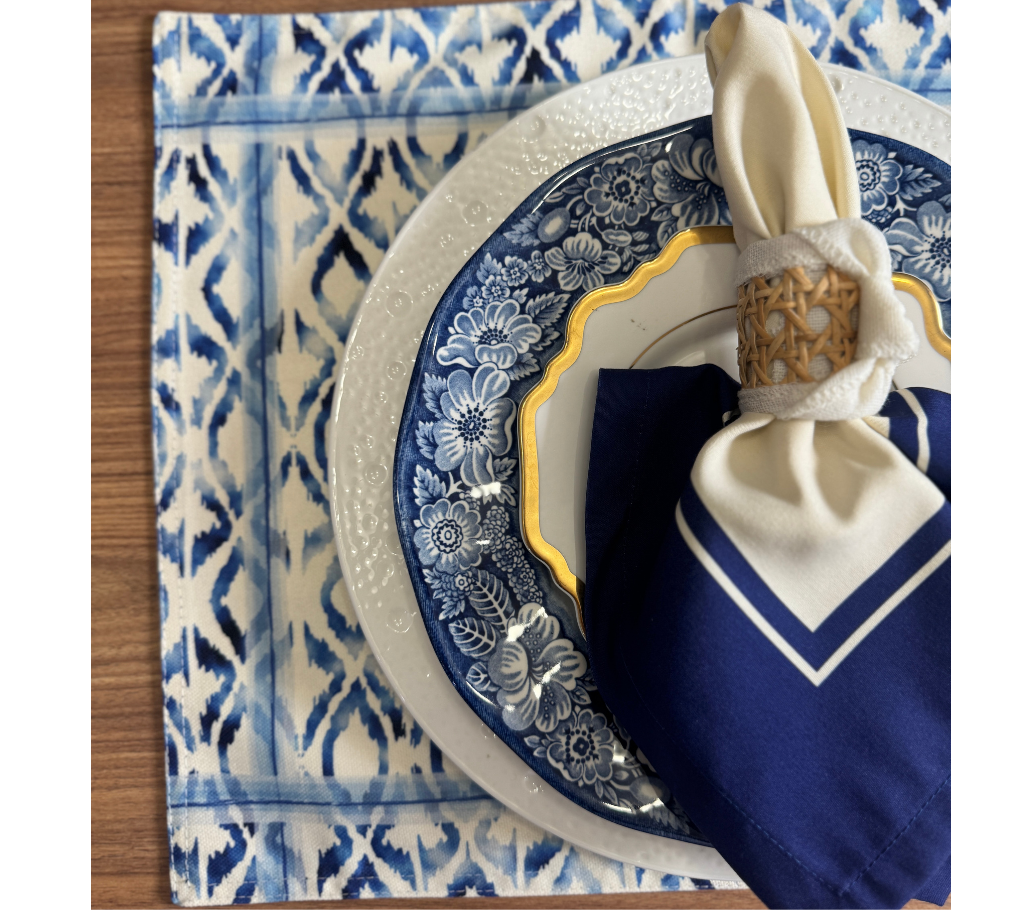 Individual reversible rectangular en tela Eslabones/Abstracto