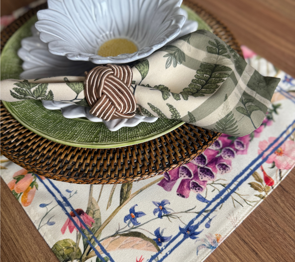 Individual reversible rectangular en tela Flores