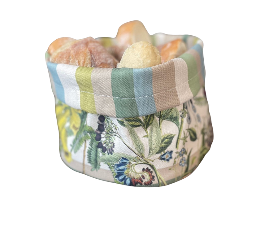 Panera reversible en tela (pequeña) Jardin Verde/Rayas