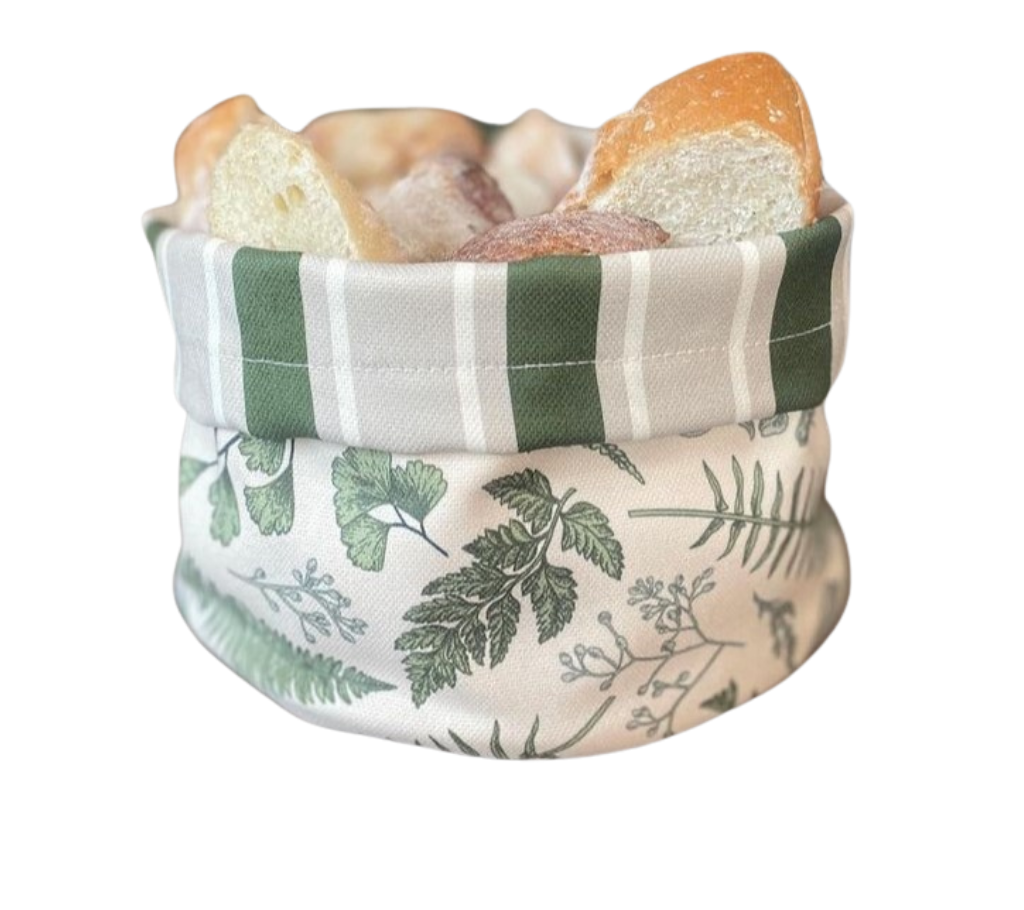 Panera reversible en tela (pequeña) Helechos/Rayas