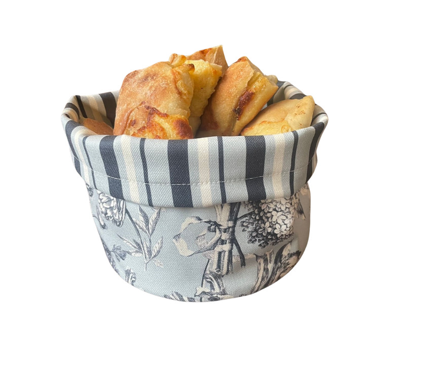 Panera reversible en tela (pequeña) Flores AzulC/Rayas