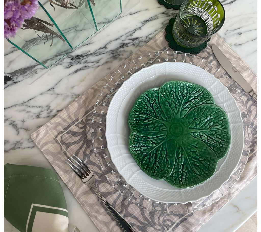 Individual reversible rectangular en tela Bacterias/Espigas