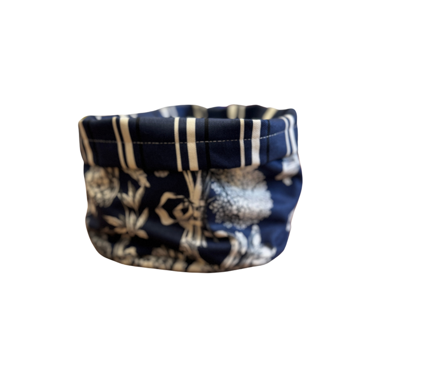 Panera reversible en tela (pequeña) Flores AzulM/Rayas