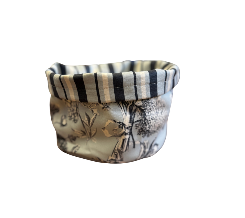 Panera reversible en tela (pequeña) Flores AzulC/Rayas