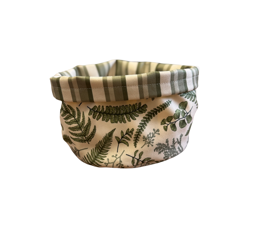 Panera reversible en tela (pequeña) Helechos/Rayas