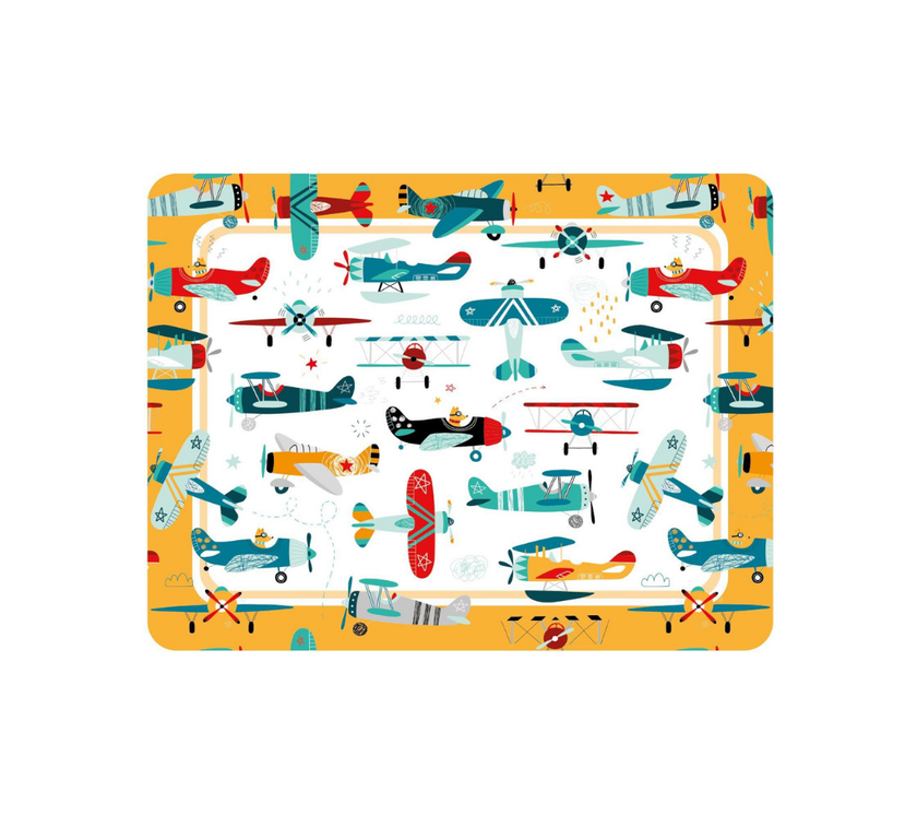 Individual Kids rectangular Aviones. Incluye estuche
