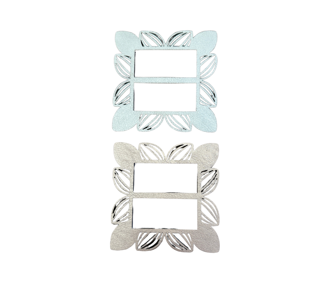 Servilletero reversible cuadrado en semicuero Ojal Dorado/Nácar-Set8