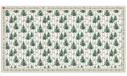 Mantel rectangular 10P en tela Navidad Pinos/Franjas Verde/Beige