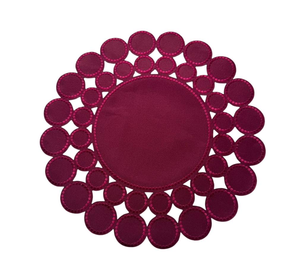 Individual redondo en lona Círculos Vino
