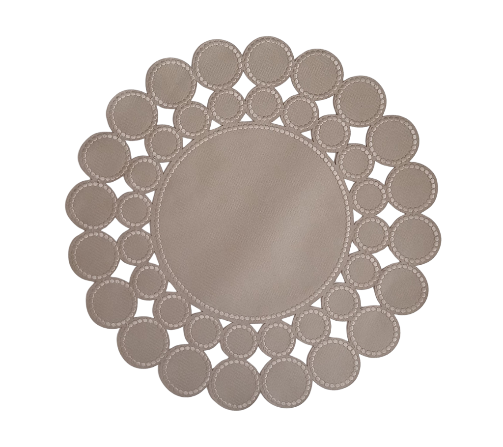 Individual redondo en lona Círculos Beige