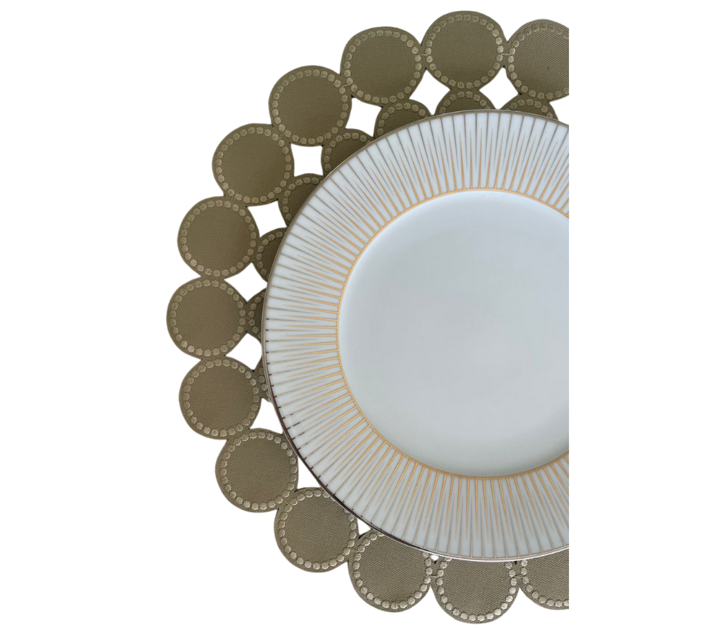 Individual redondo en lona Círculos Beige