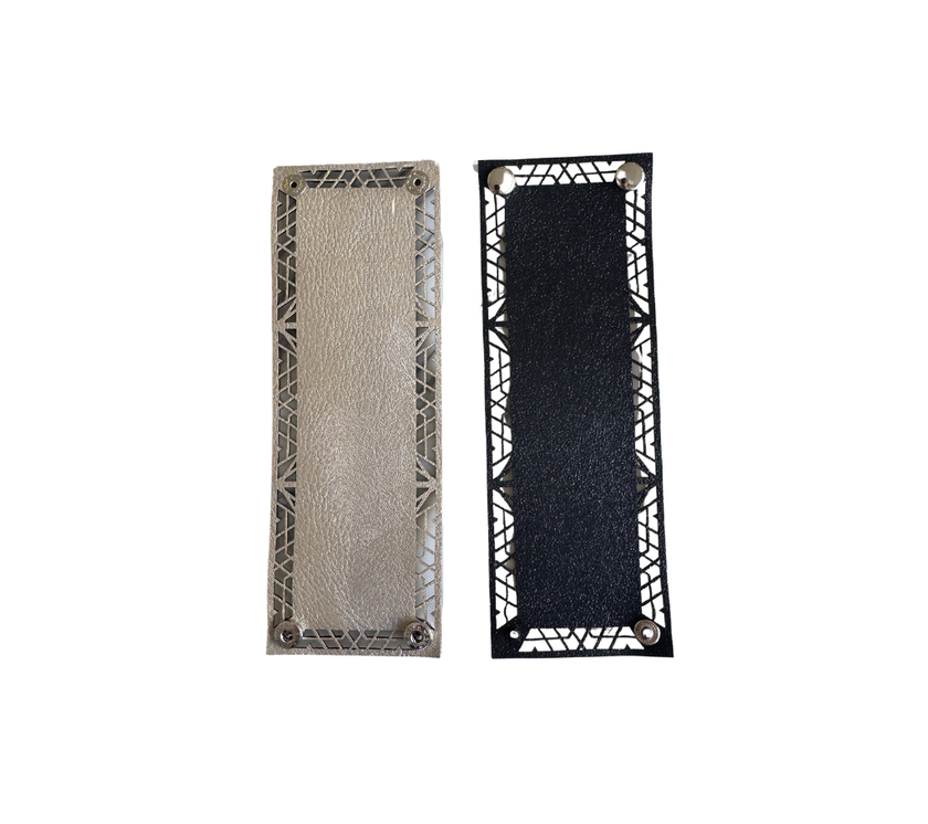 Servilletero reversible en semicuero c/broche Huecos Nácar/Negro-Set6