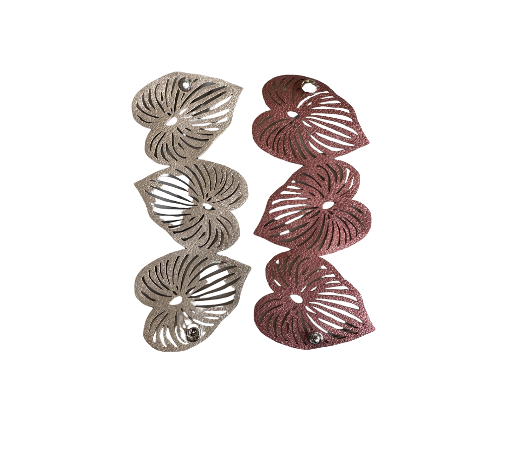 Servilletero reversible en semicuero c/broche Corazón Nácar/Rosa-Set4