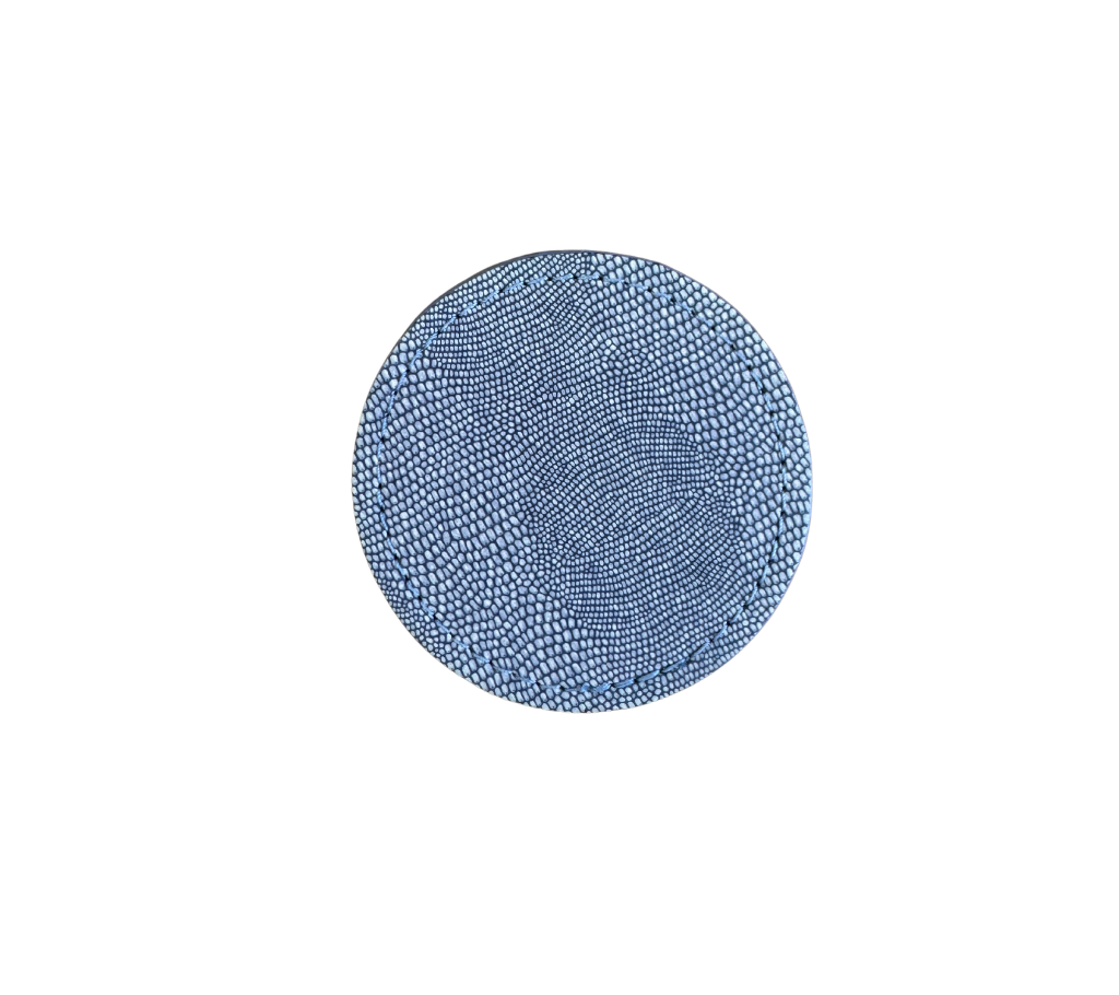 Portavasos redondo semi cuero S-Set2 Azul