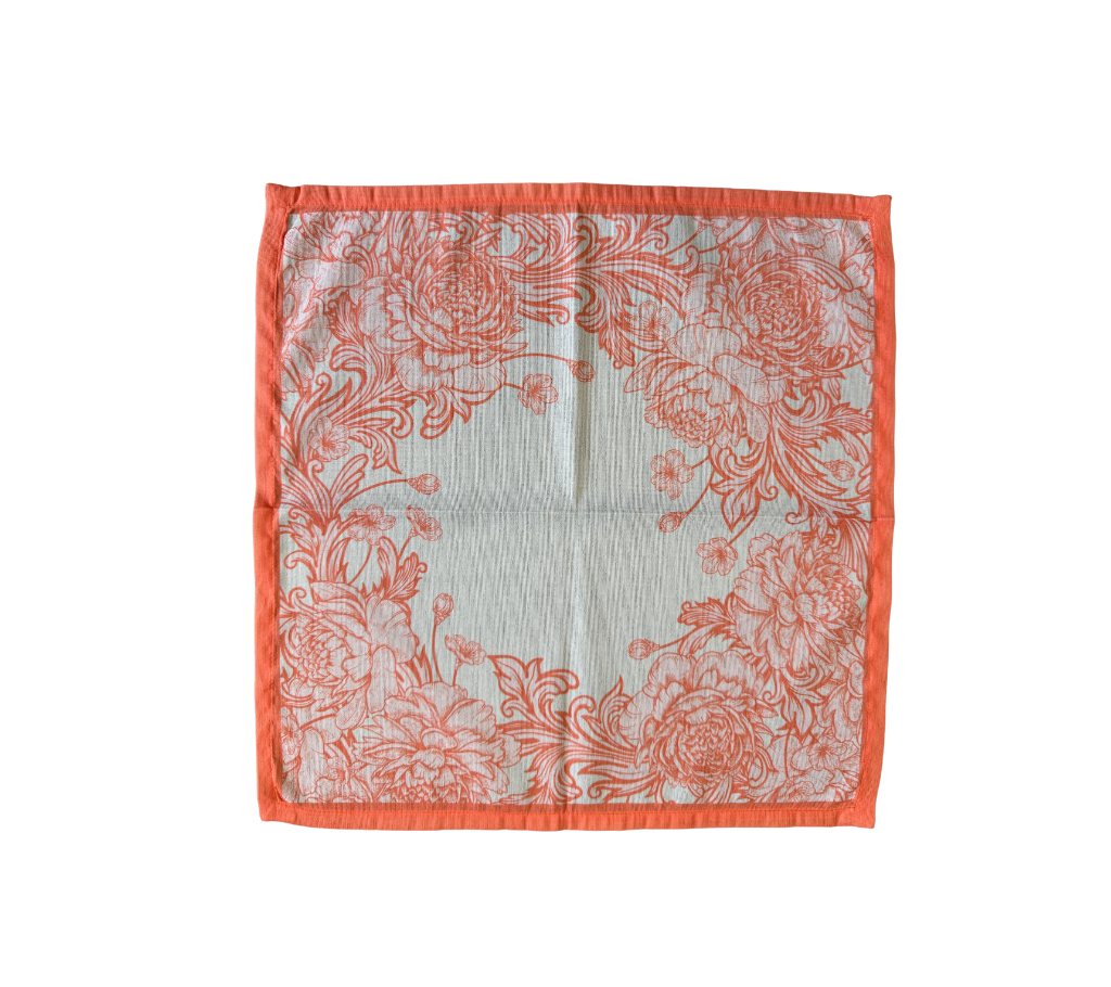 Servilleta de tela Corona Flores Anaranjado