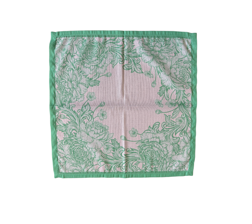 Servilleta de tela Corona Flores Verde