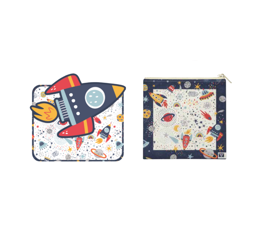 Individual Kids rectangular Cohete. Incluye estuche