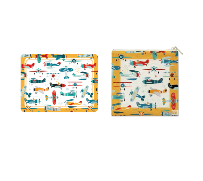 Individual Kids rectangular Aviones. Incluye estuche