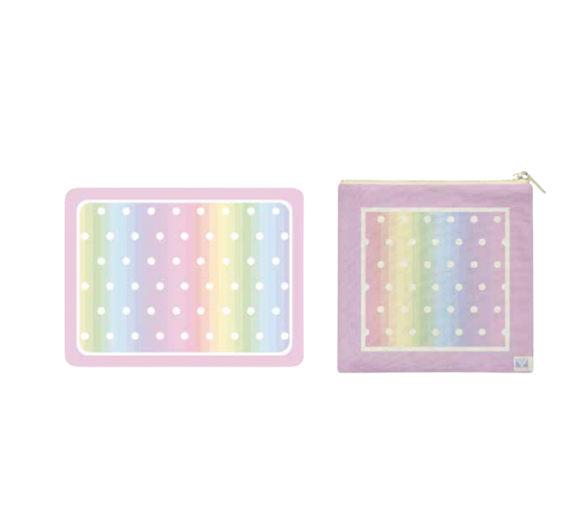 Individual Kids rectangular Puntos. Incluye estuche