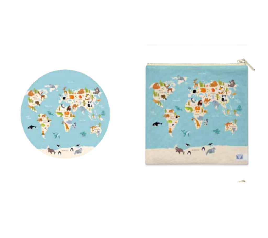 Individual Kids redondo Mapa. Incluye estuche