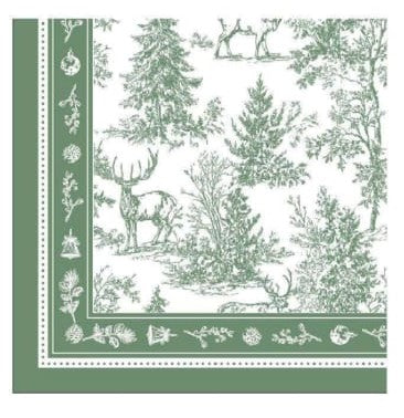 Servilleta de tela Navidad Pinos/Venados Verde