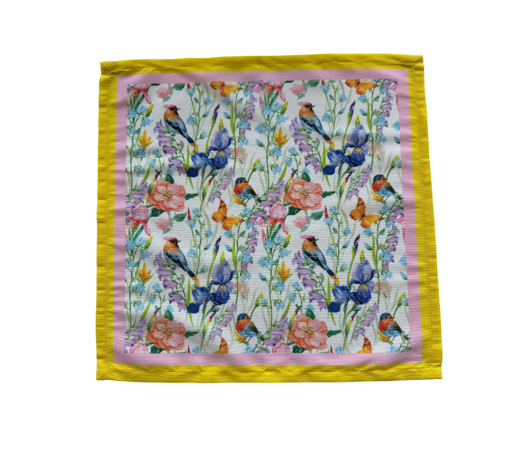 Servilleta de tela Pájaros Borde Amarillo