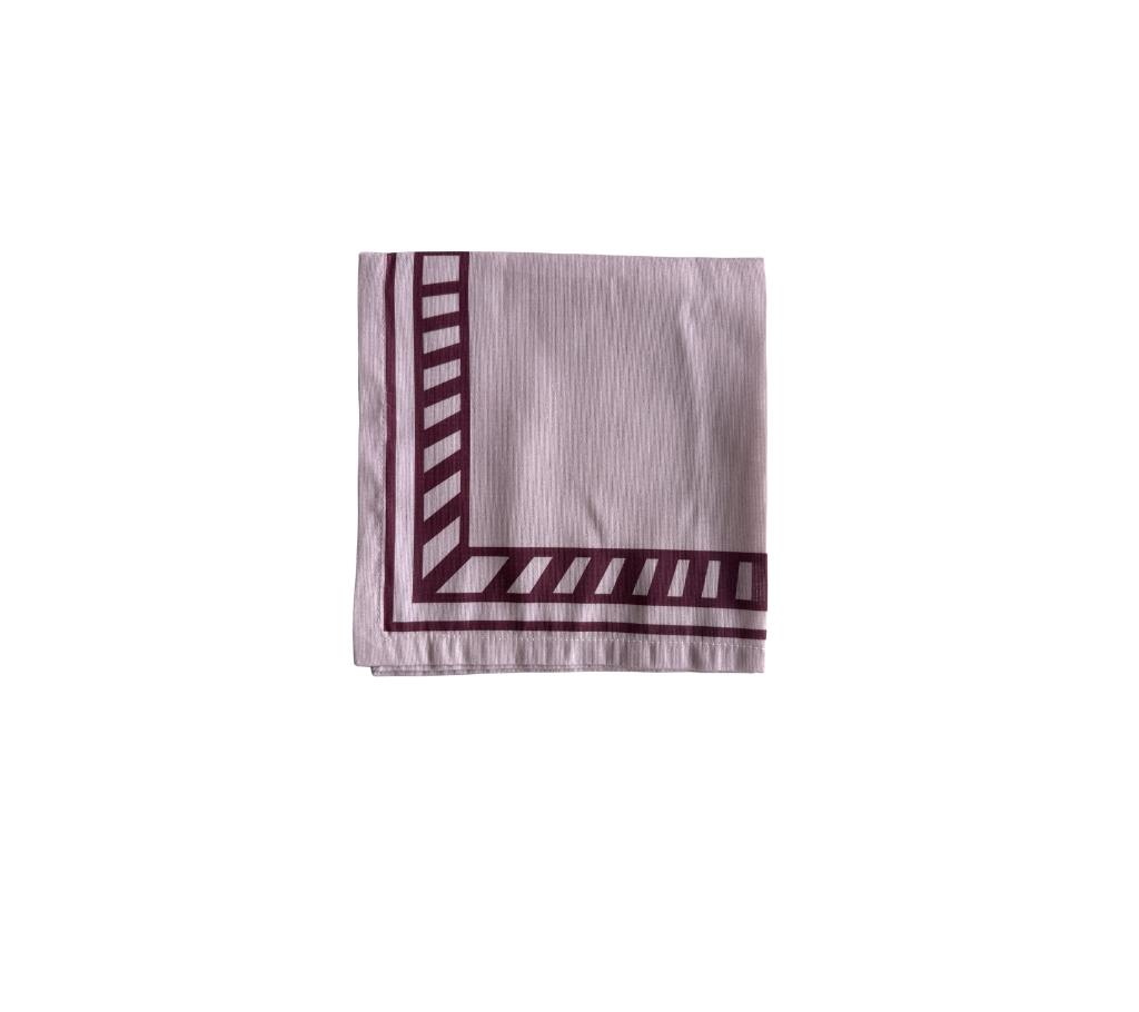 Servilleta de tela Borde Rayas Vino/Rosa