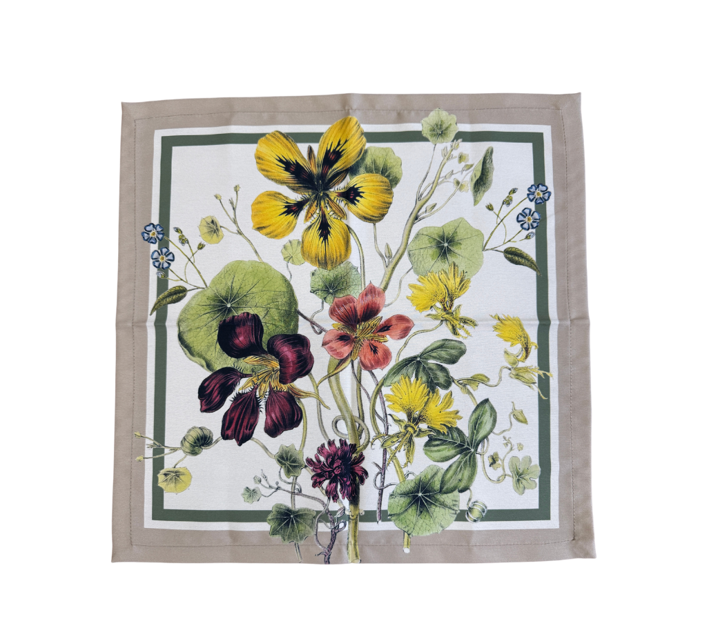 Servilleta de tela Jardin Franja Beige/Verde