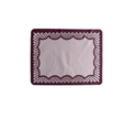 Individual troquelado rectangular en tela Borde Rayas Vino/Rosado