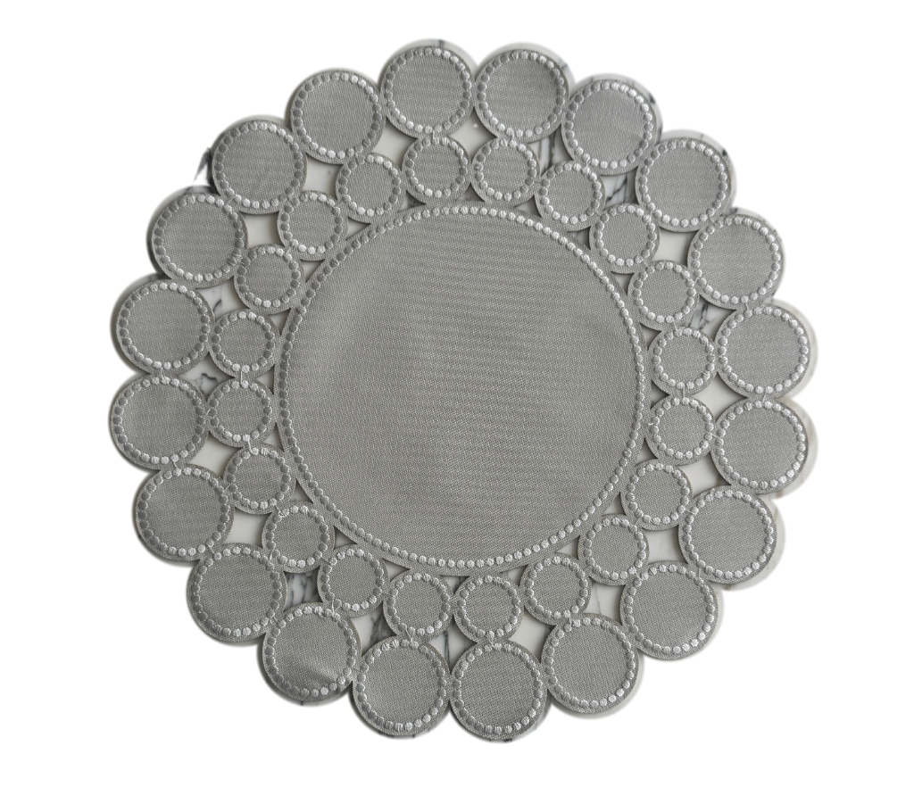 Individual redondo en lona Círculos Gris Claro
