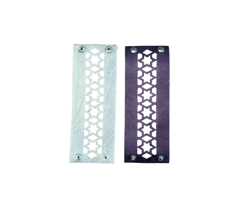 Servilletero reversible en semicuero c/broche Estrellas Morado/Bronce-Set4