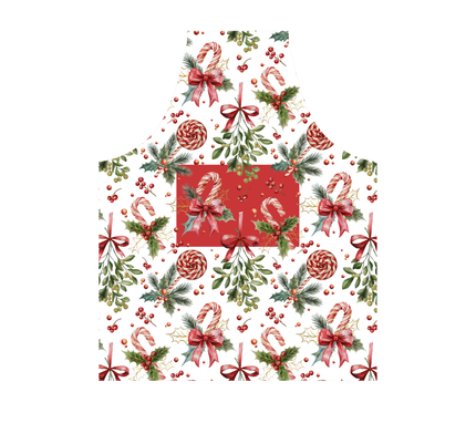 Delantal de tela Navidad Bastones Rojo/Verde/Blanco