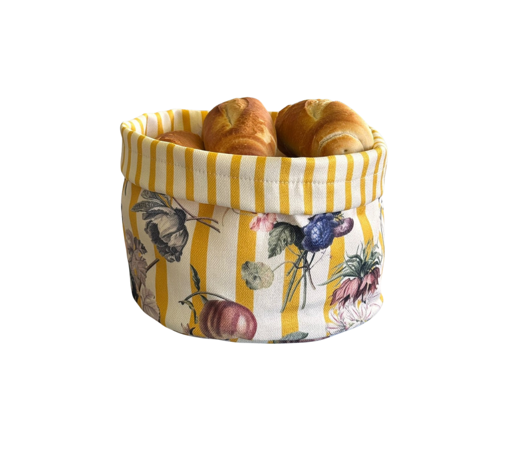 Panera reversible en tela (Pequeña) GranadasFlores/Rayas